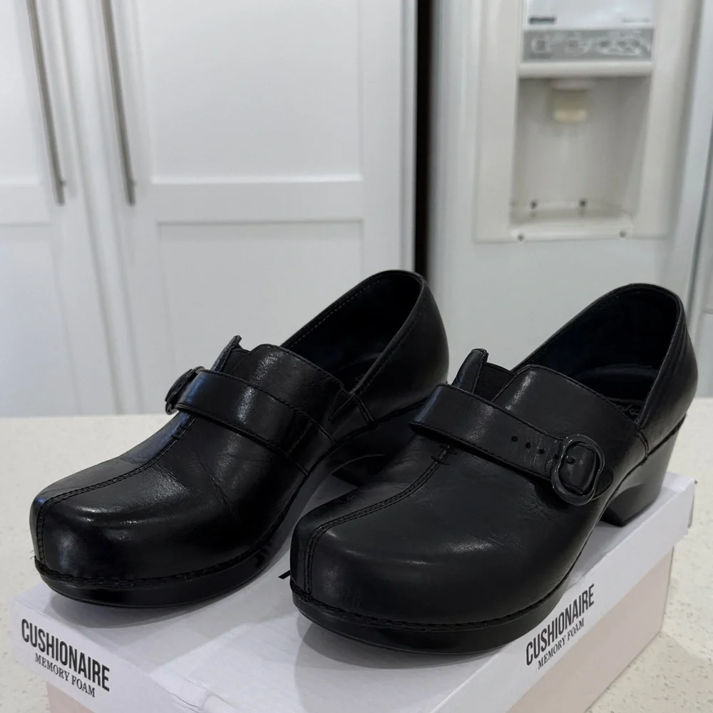 Dansko Tamara Black Burnished Leather Mary Jane Closed Back Clogs Sz. 10/40 $160 - Picture 5 of 12